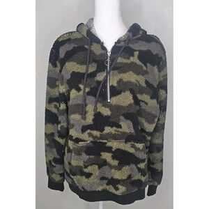 No Boundaries Fleece Pullover Hoodie‎ Women's JUNIORS XL (15-17) Camo 1/4 Zip